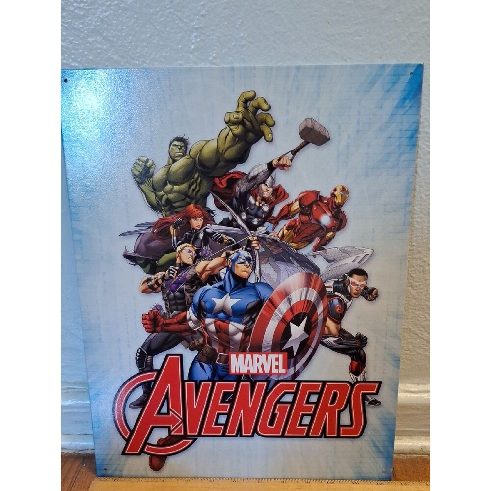 Marvel Avengers Wall Tin Art Sign in Red, Blue, Green